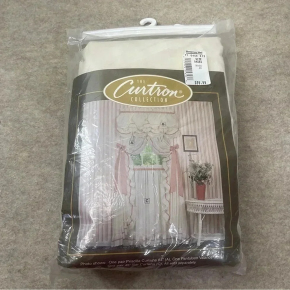 Vintage Curtron Collection Montgomery Ward Beige Pink Priscilla *Curtains Only** - Picture 2 of 11